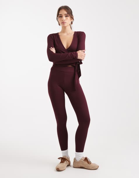 Miss Selfridge – Figurformende Leggings in Pflaume - view 1