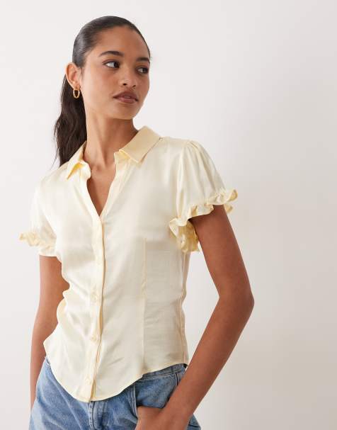 Miss Selfridge figursydd satinblus i antik kräm - view 1