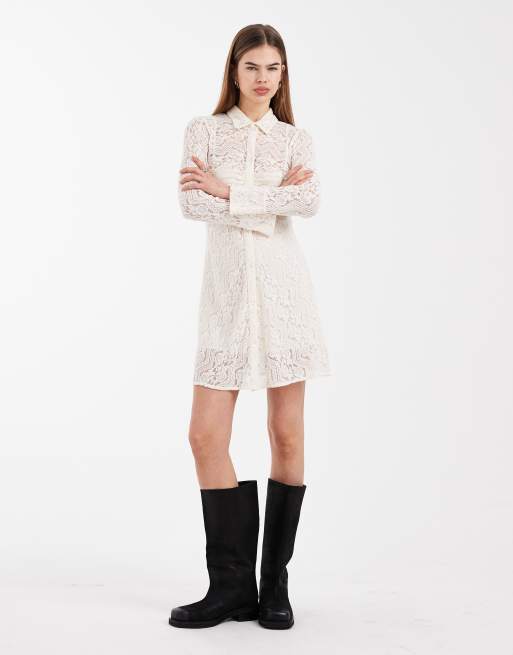 Miss Selfridge – Figursydd skjortklänning i spets, 2 av 4