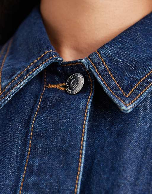 Miss Selfridge - Figursyet skjortekjole i denim i indigoblå vask, 3 af 4