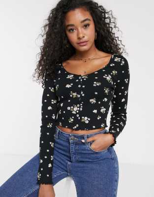 floral print cropped cardigan