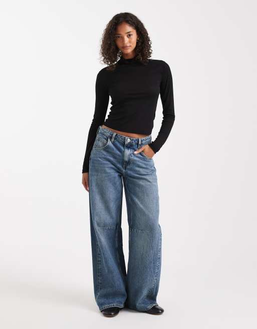 Miss Selfridge fine knit grown-on neck long sleeve top in black, 2 of 4