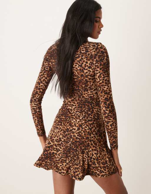 Cheetah print fitted dress best sale