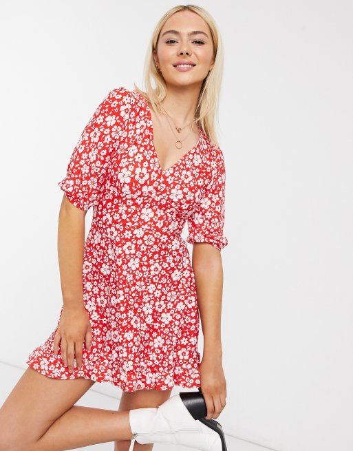 Floral fit and store flare mini dress