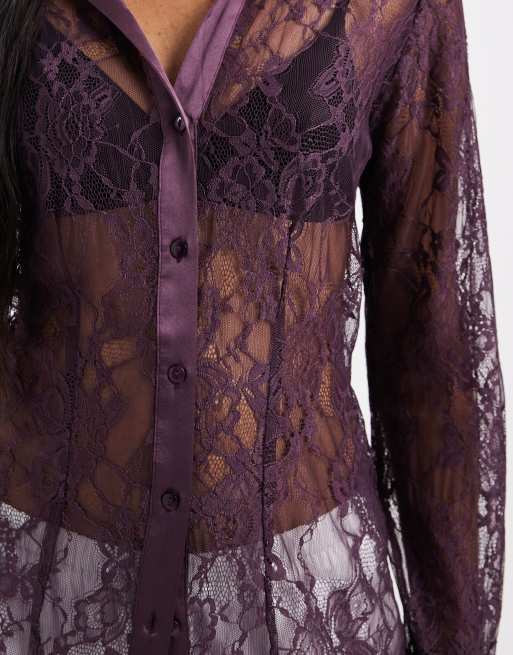 Miss Selfridge fitted lace shirt, 3 of 4