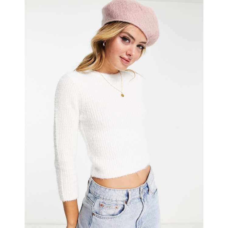 Miss Selfridge fitted lash jumper in ivory | ASOS