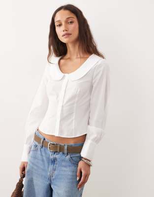 Miss Selfridge Fitted Peter Pan Collar Shirt-white