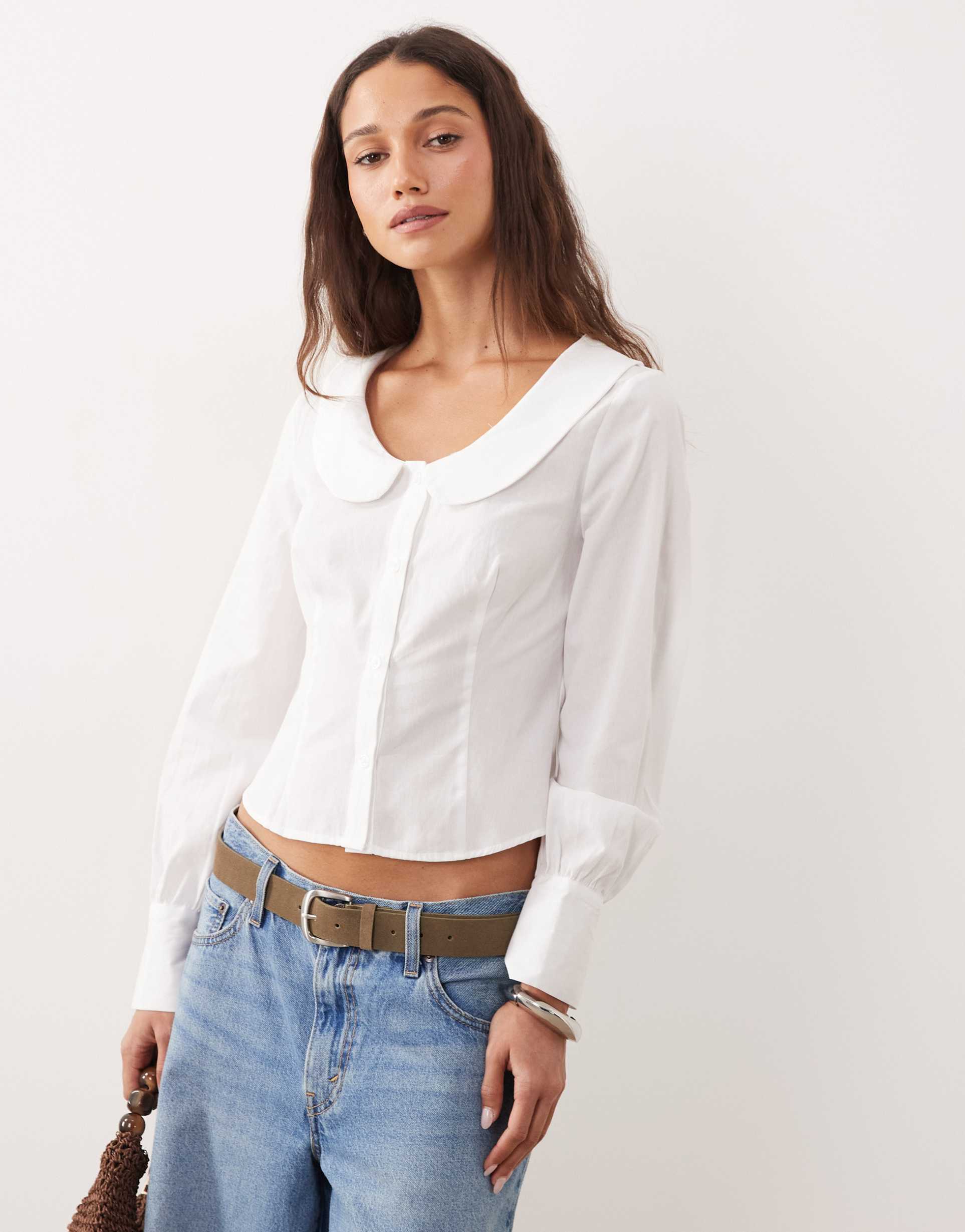 miss selfridge fitted peter pan collar shirt