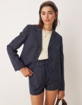 [Miss Selfridge] Miss Selfridge fitted pinstripe blazer in navy (part of a set) 8 Navy pinstripe