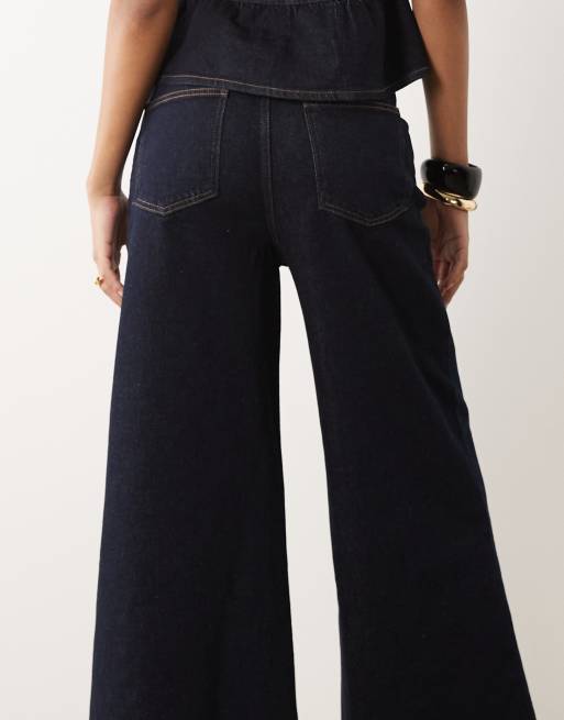 Miss Selfridge flare denim jean co ord in indigo, 5 of 5