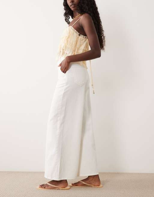 Miss Selfridge flare denim jeansæt i cream, 3 af 5