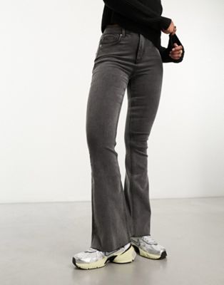 Miss Selfridge flare jean in grey wash - ASOS Price Checker
