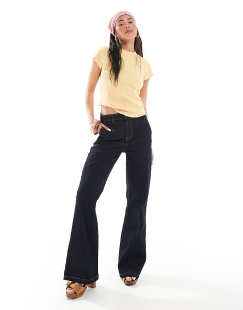 Miss Selfridge flare wide leg jean in indigo wash - view 1