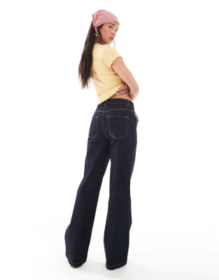 Miss Selfridge flare wide leg jeans in indigo wash