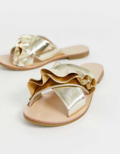 Gold clearance ruffle sandals