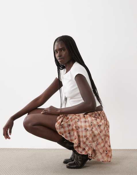 Miss Selfridge flippy skort in check print - view 1