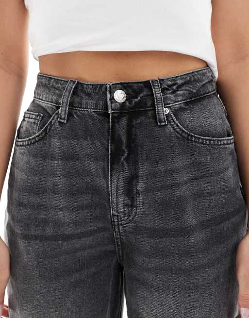 Miss Selfridge flocked bow pocket baggy jean in black wash, 5 of 5