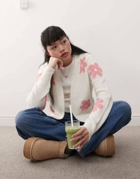 Miss Selfridge floral cardigan in soft pink - view 1