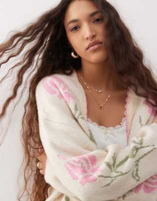 Miss Selfridge Floral Edge To Edge Cardigan-multi