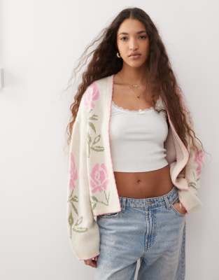 MISS SELFRIDGE FLORAL EDGE TO EDGE CARDIGAN-MULTI 