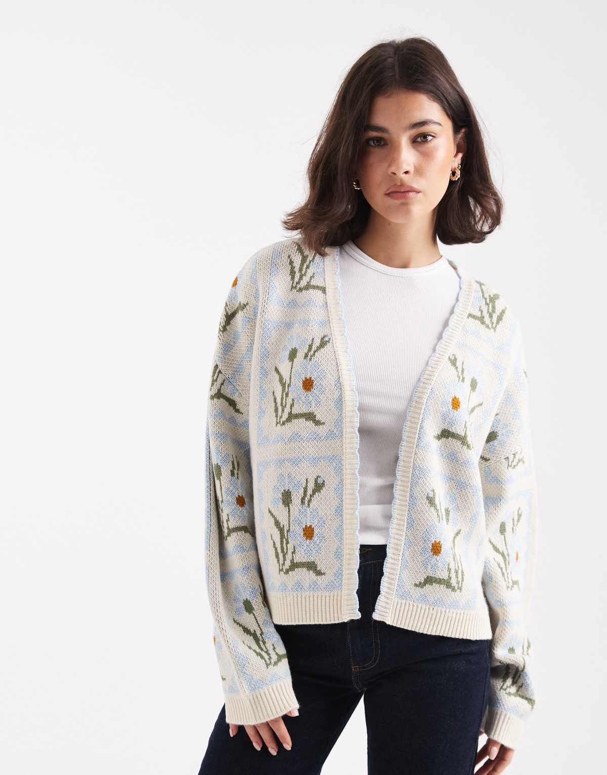 Miss Selfridge floral knit open cardigan