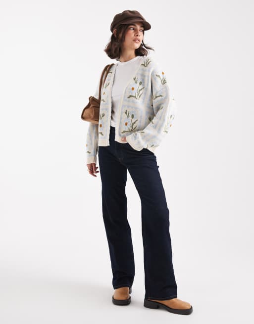 Miss Selfridge floral knit open cardigan