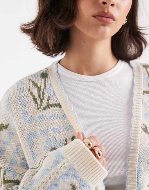 Miss Selfridge floral knit open cardigan