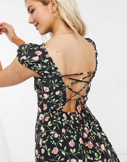 Floral lace 2025 up back dress