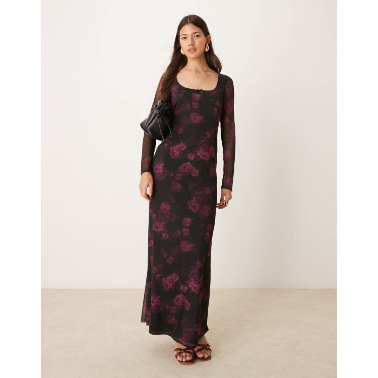 Miss Selfridge floral print long sleeve maxi dress ASOS