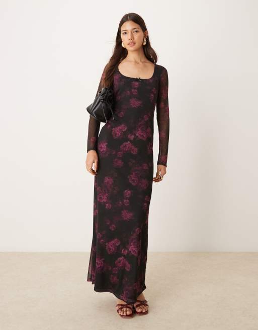 Miss Selfridge floral print long sleeve maxi dress