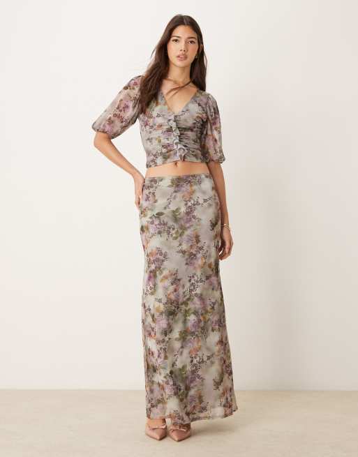 Miss Selfridge floral print maxi skirt ASOS