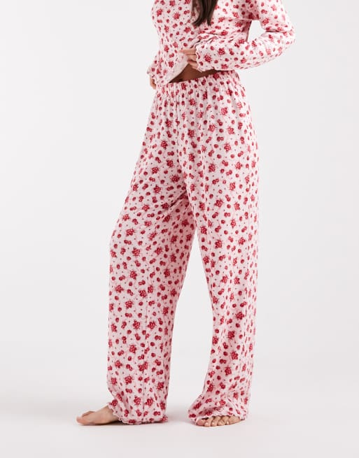 Miss Selfridge floral print pointelle mix and match pyjama bottoms, 2 of 4