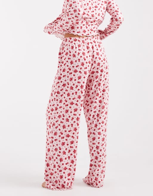 Miss Selfridge floral print pointelle mix and match pyjama bottoms, 3 of 4