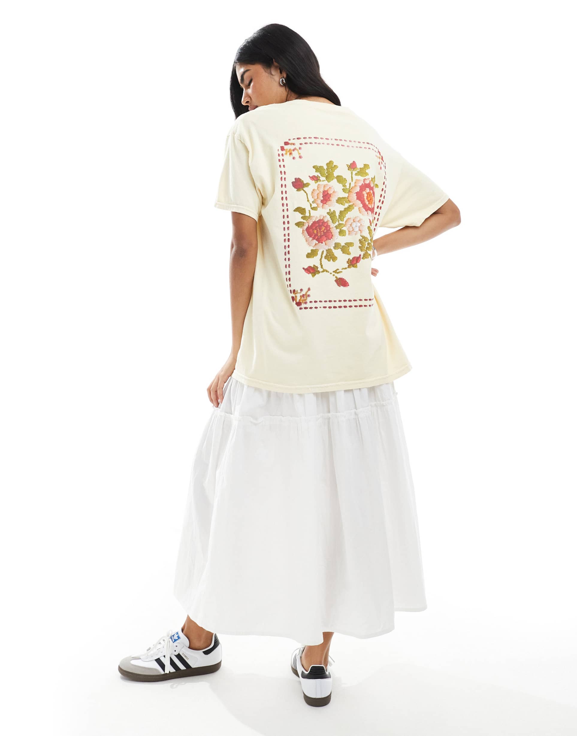 miss selfridge floral tapestry oversized t-shirt