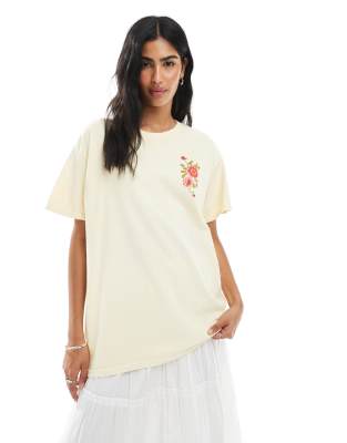 Miss Selfridge Floral Tapestry Oversized T-shirt-yellow In White