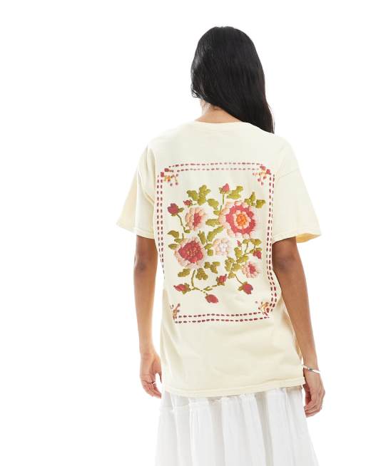 Miss Selfridge floral tapestry oversized t-shirt