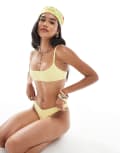 [Miss Selfridge] Miss Selfridge floral towelling bikini top in yellow-Blue 16 YELLOW