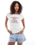 [Miss Selfridge] Miss Selfridge flower market pointelle printed baby tee-White M WHITE