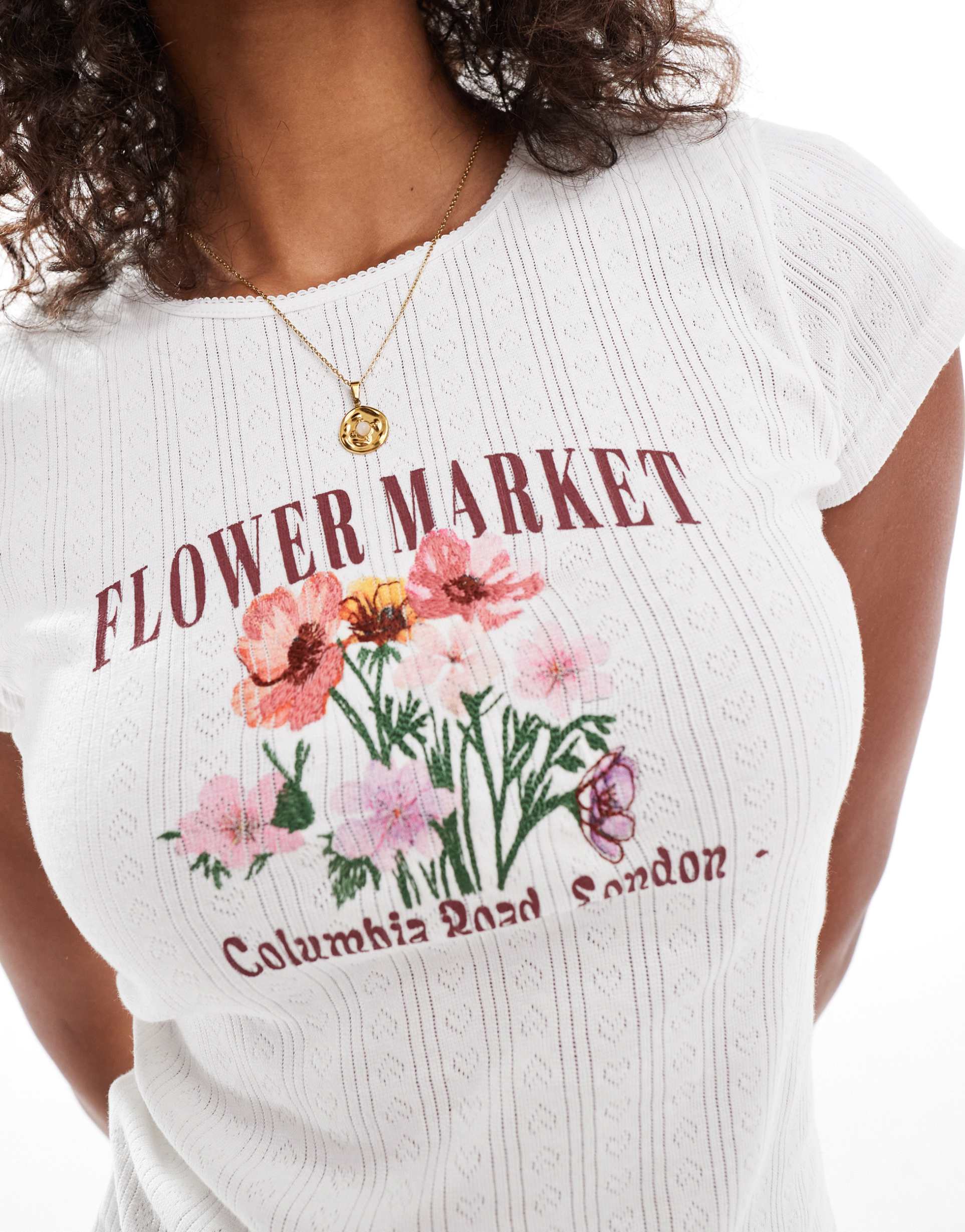 miss selfridge flower market pointelle printed baby tee