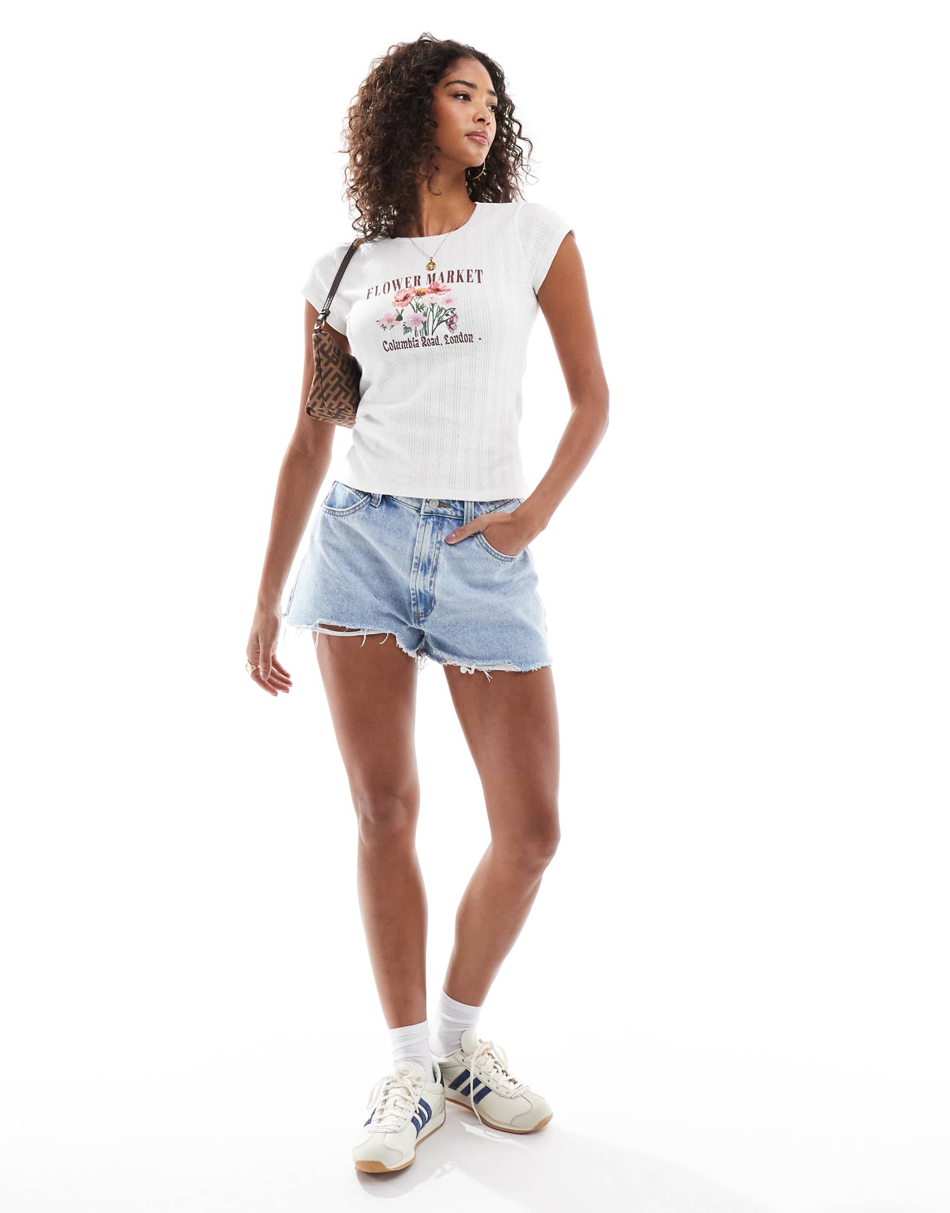 miss selfridge flower market pointelle printed baby tee