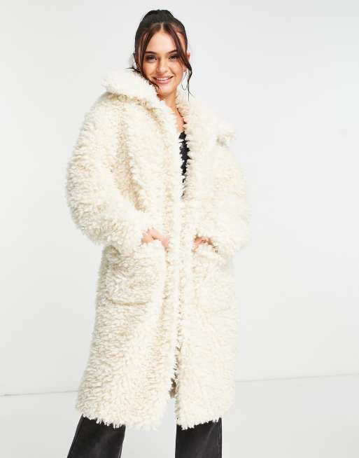 Miss selfridge cream teddy coat best sale