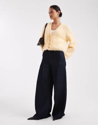 Miss Selfridge Fluffy Cardigan In Yellow