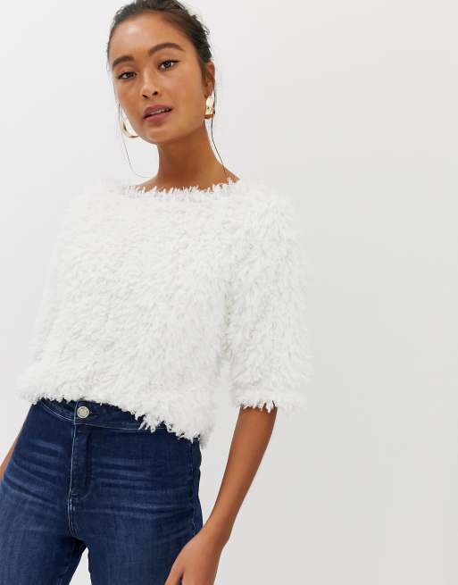 fluffy white jumper