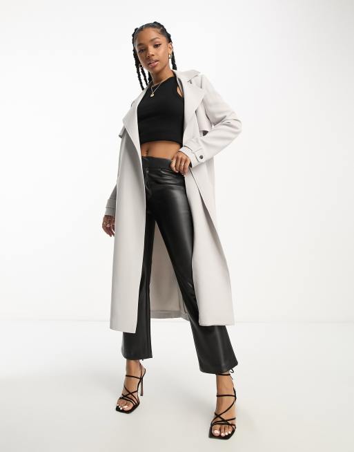 Miss Selfridge fluid duster coat in grey ASOS