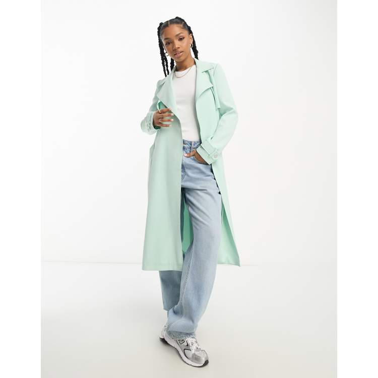 Miss Selfridge fluid duster coat in sage