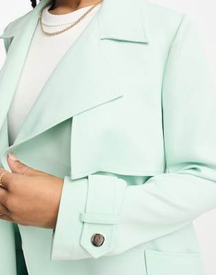 Miss Selfridge fluid duster coat in sage ASOS