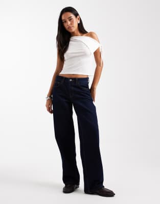 Miss Selfridge Fold-down Tie Side Top In White