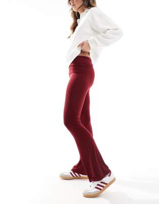 Miss Selfridge Miss Selfridge fold over flare in burgundy-Red