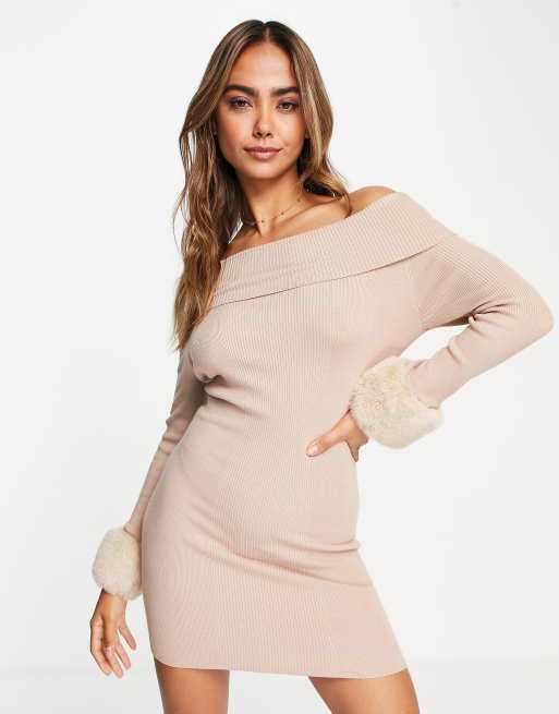 Faux fur hotsell bodycon dress