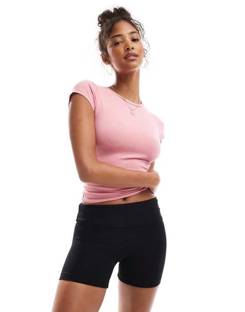 Miss Selfridge fold over shorts in black - view 1